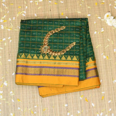 Ilkal Cotton Silk Green Saree With Yellow Border