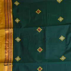 Ilkal Cotton Silk Green Saree With Mustard Border