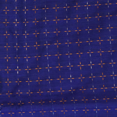 Ilkal Cotton Silk Ink Blue Saree Wit Gold Zari Border