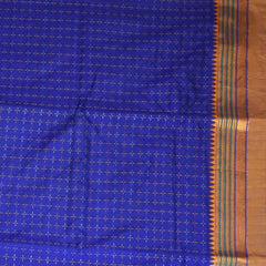 Ilkal Cotton Silk Ink Blue Saree Wit Gold Zari Border