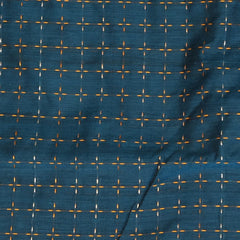 Ilkal Cotton Silk Peacock Blue With Yellow Zari Border