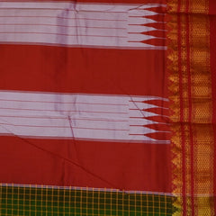 Ilkal Cotton Silk Green Saree Red Border