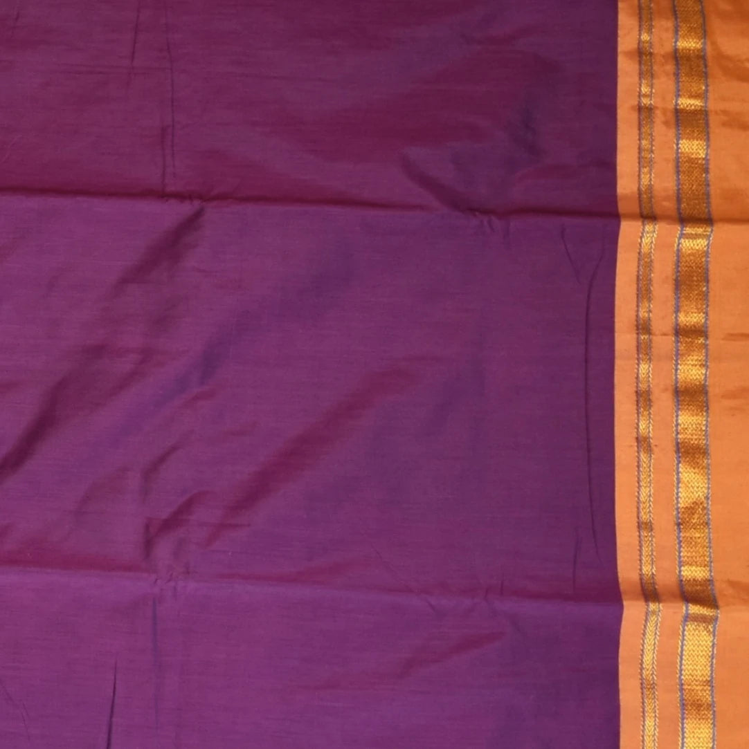 Ilkal Cotton Silk Grape Wine Saree With Yellow Border