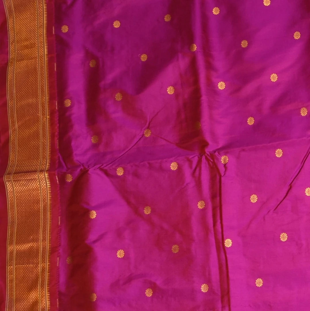 Ilkal Gadwal Silk Paithani Pallu Pink Saree Jari Boarder with Blouse