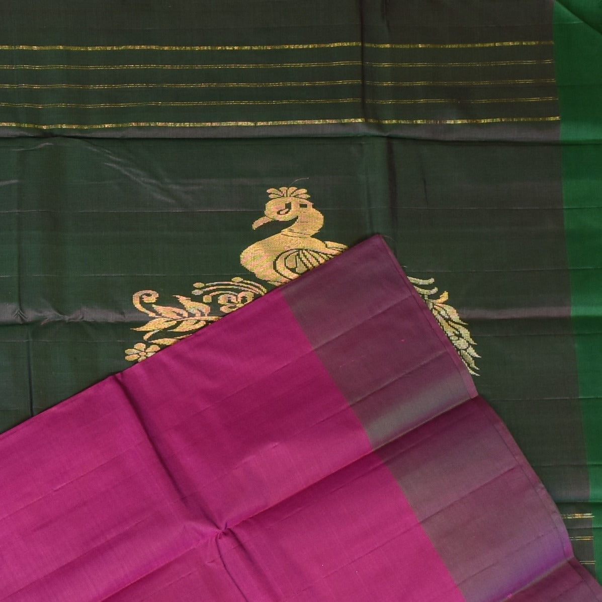 Kanchivaram silk Plum Wine Saree with Blouse