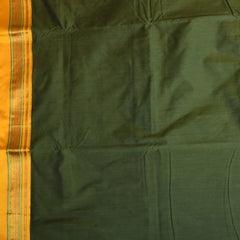 Ilkal Cotton Silk Bottle Green Saree With Golden Yellow Border
