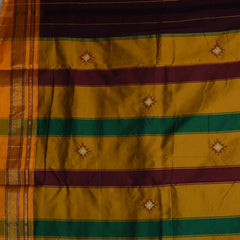 Ilkal Cotton Silk Kasuti Brinjal Purple With Mustard Border