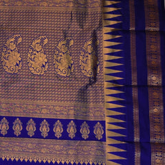 Ilkal Gadwal Pure Silk Aqua Blue Saree With Ink Blue Border
