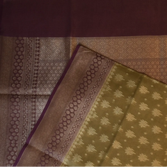 Banarasi kora tissue Amber Brown Saree with Blouse