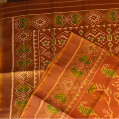 Rajkot Patola Copper Brown Saree with Blouse