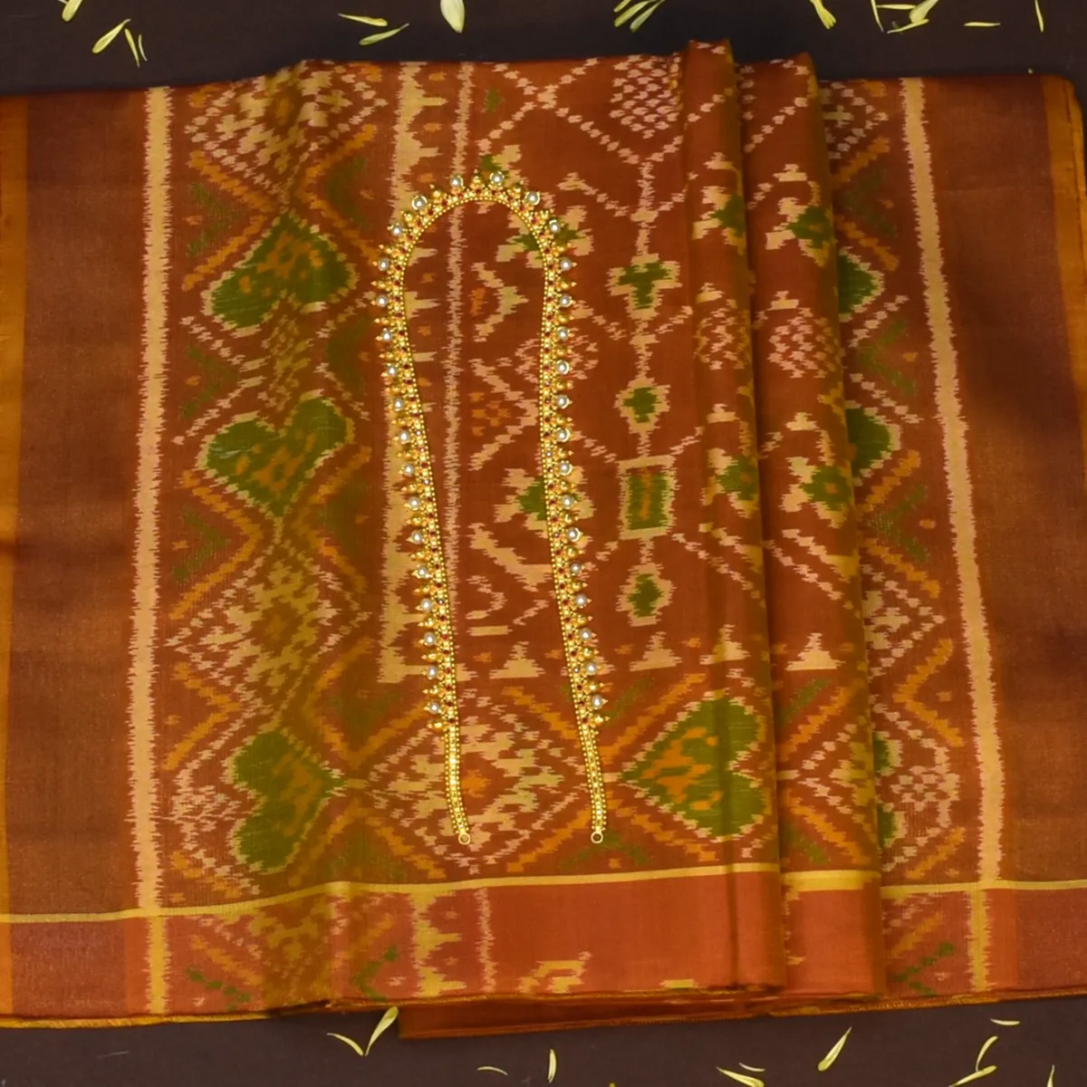 Rajkot Patola Copper Brown Saree with Blouse