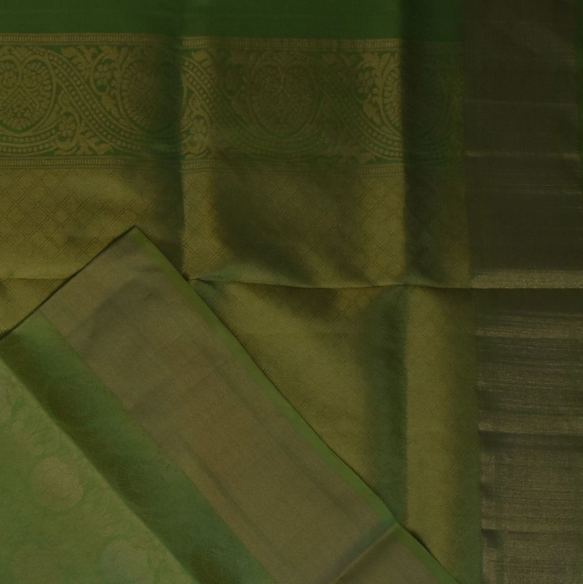 Pure silk Olive Green Saree with Blouse