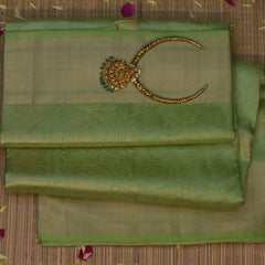 Pure silk Olive Green Saree with Blouse