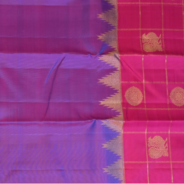 Kanchipuram Silk Purple Saree with Blouse