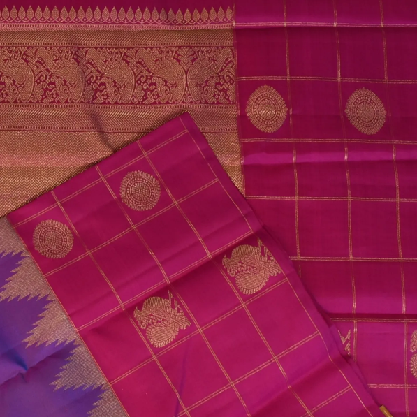 Kanchipuram Silk Purple Saree with Blouse