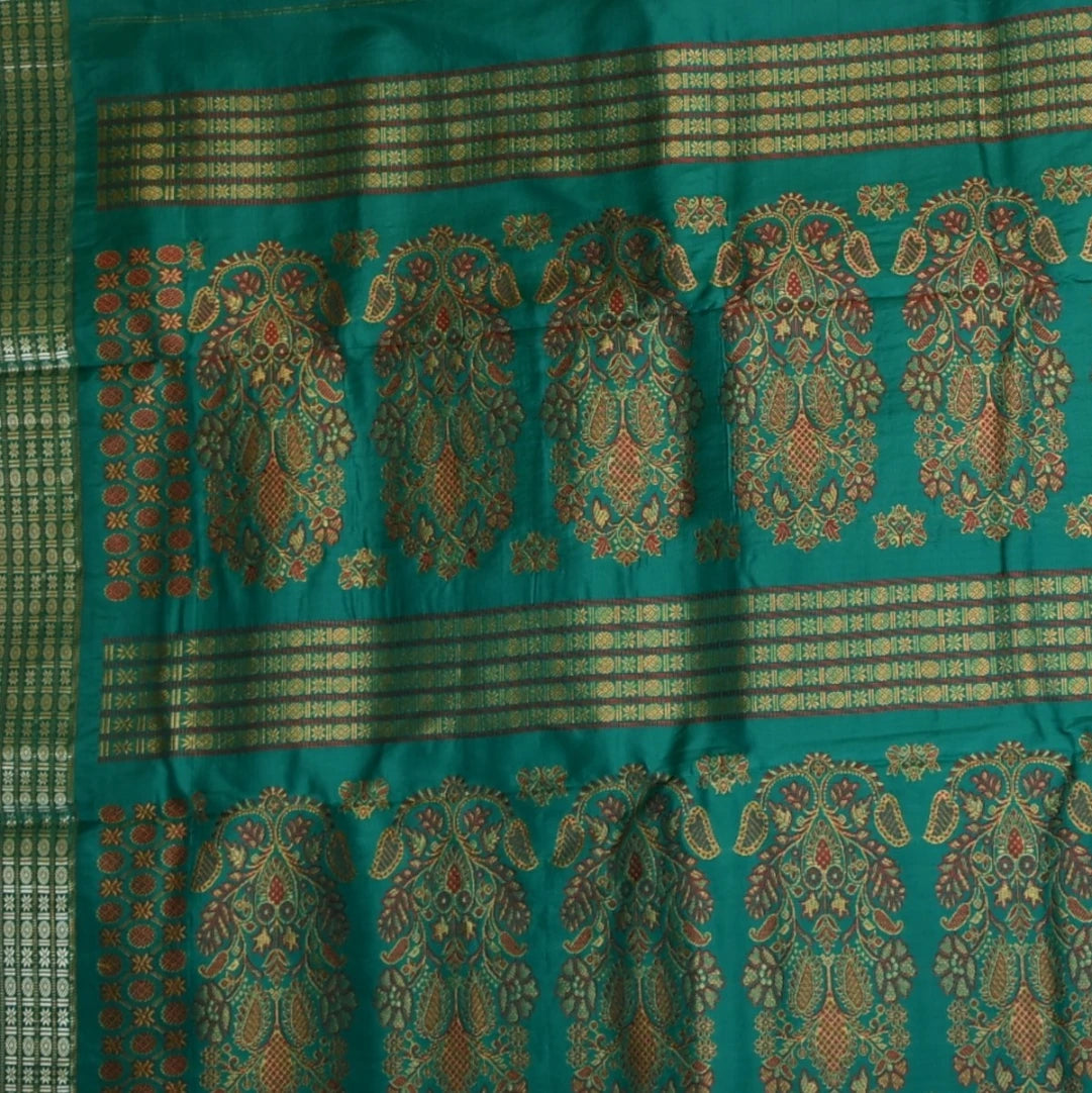 Ilkal Pure Silk Yellow Saree With Green Border