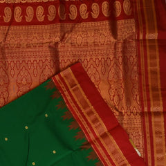 Ilkal Pure Silk Green Saree With Red Border