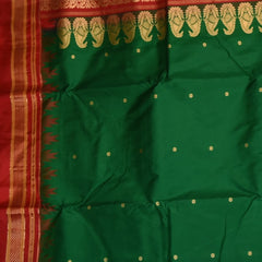 Ilkal Pure Silk Green Saree With Red Border