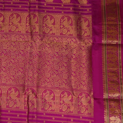 Ilkal Pure Silk Green Saree With Pink Border