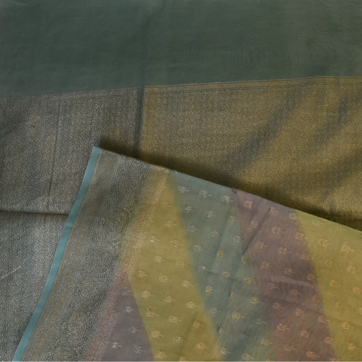 Banarasi kora tissue Sage Green Saree with Blouse