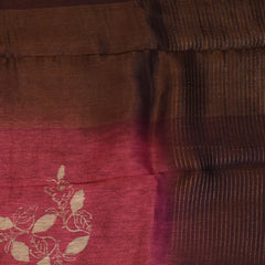 Tussar Silk Berry Wine Saree with Blouse