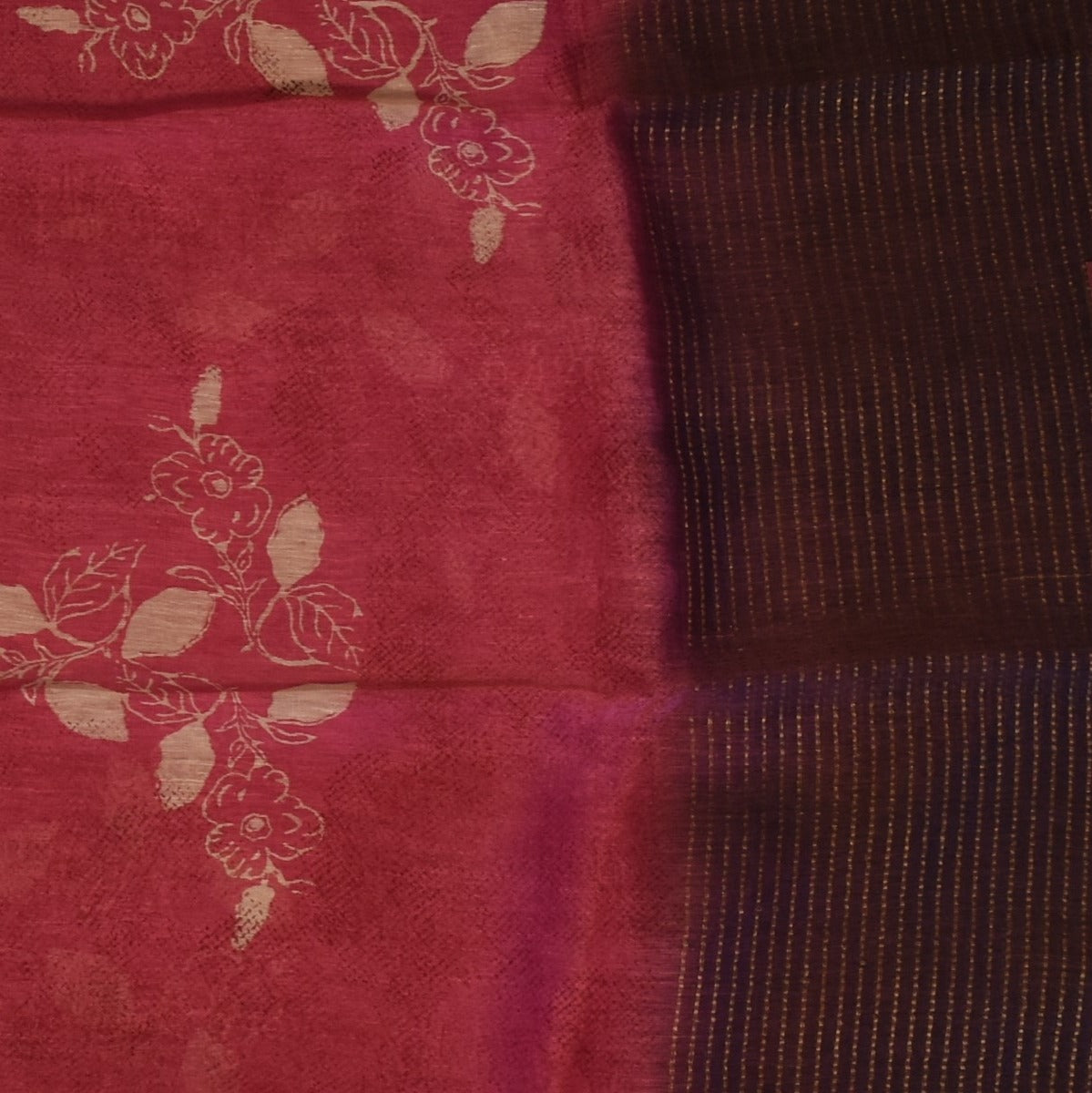 Tussar Silk Berry Wine Saree with Blouse