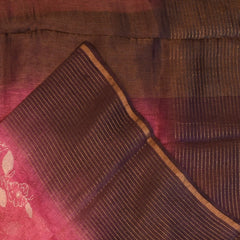 Tussar Silk Berry Wine Saree with Blouse