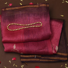 Tussar Silk Berry Wine Saree with Blouse