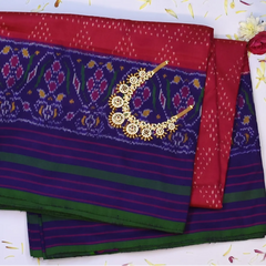 Pochampally ikkat Burgundy Saree with Blouse