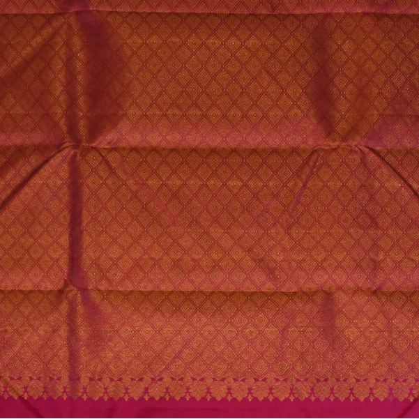 Kanchipuram Silk Burnt Orange Saree with Blouse