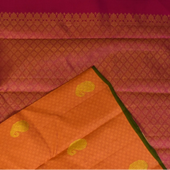 Kanchipuram Silk Burnt Orange Saree with Blouse