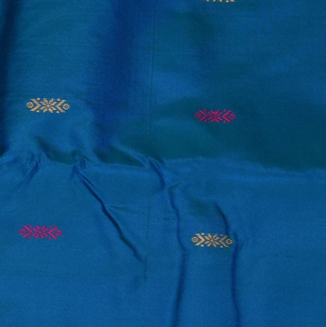 Ilkal Orissa Pallu Blue Saree Pink Thread Work Boarder with Blouse