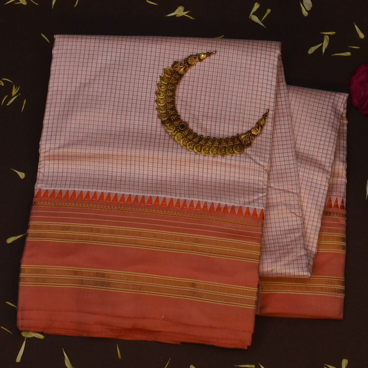 Ilkal Silk Rosewood Saree with Blouse