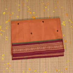 Kanchi Cotton Orange saree with thread boarder