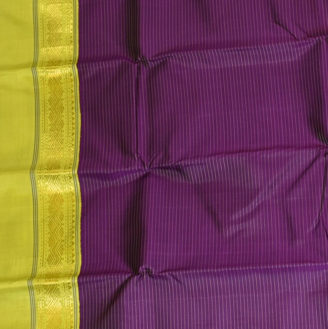 Kanchivaram Grape Wine Saree Light Green Boarder with Blouse