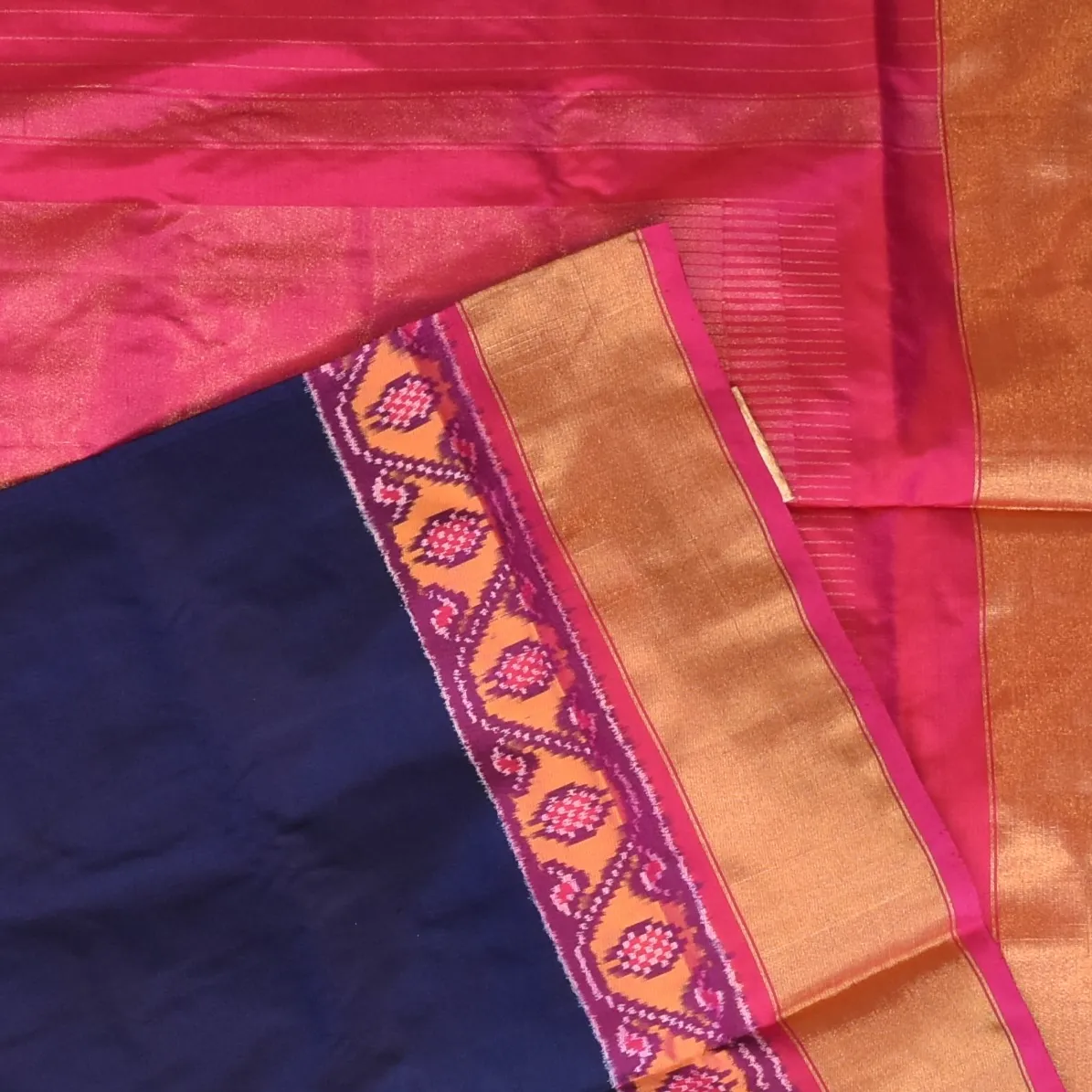 Pochampally ikkat Charcoal Purple Saree with Blouse