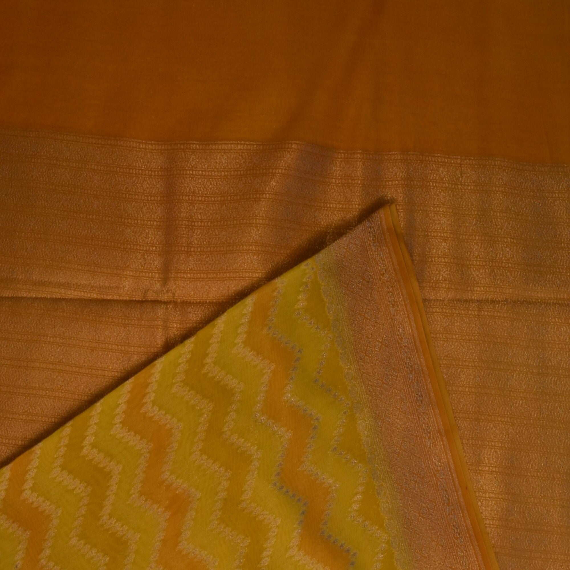 Benarasi rang kart cora cotton mustard yellow mix saree with jari work boarder