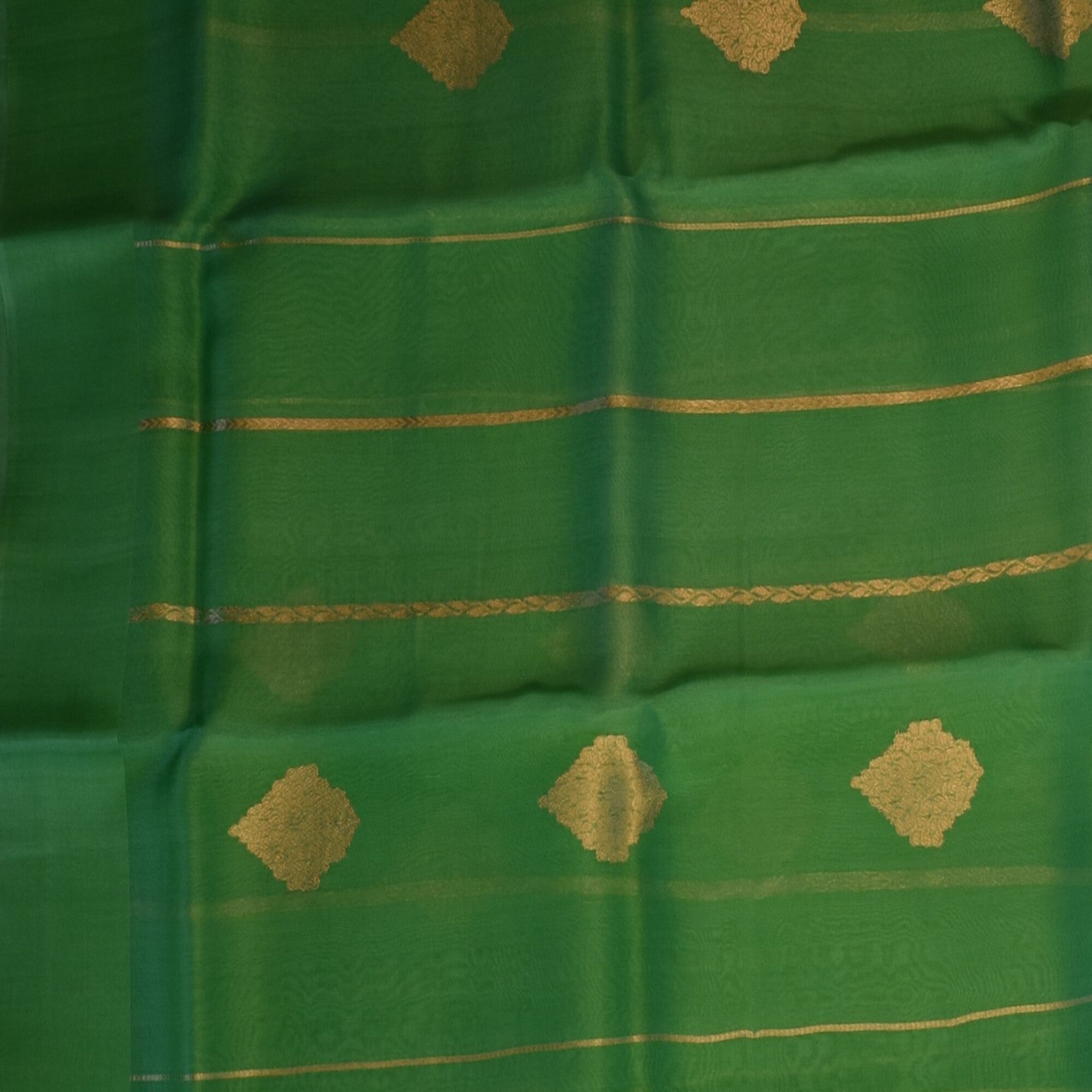 Benarasi cora silk light green saree with jari stripes