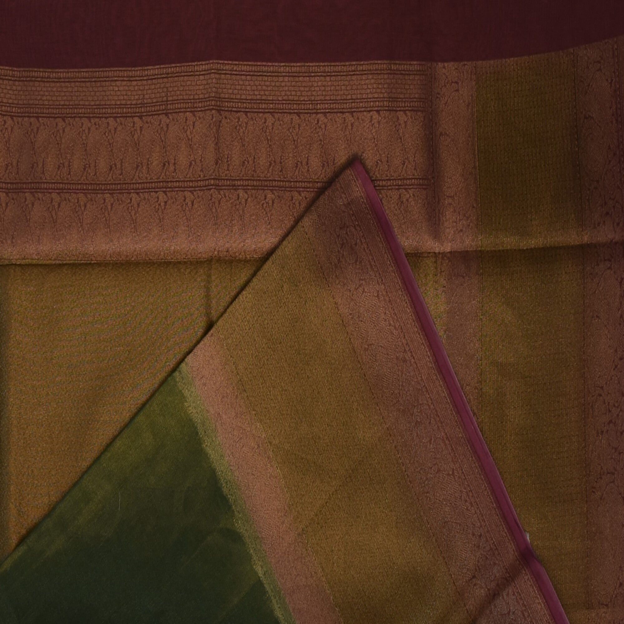 Benarasi cora tissue silk green saree with mauve jari boarder