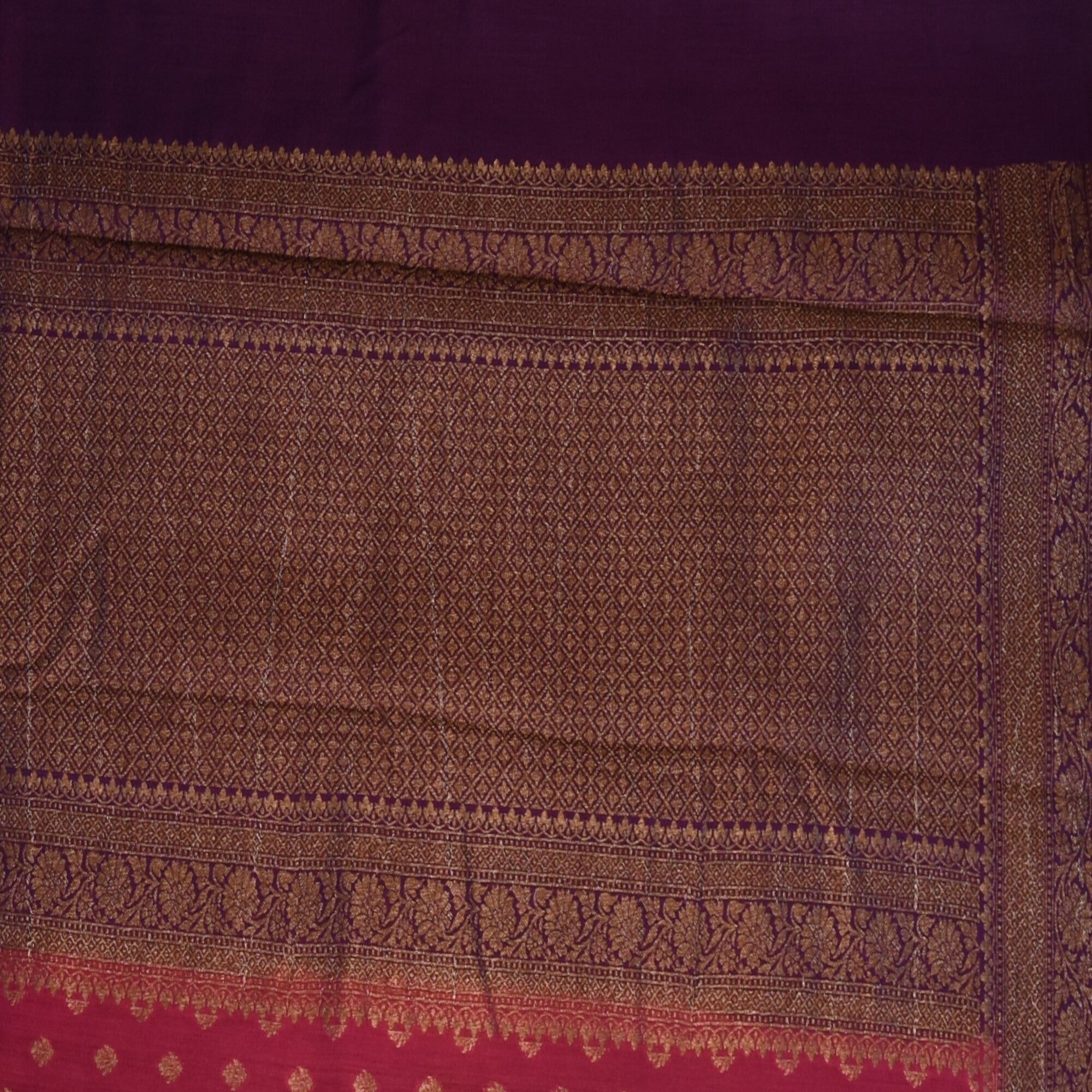 Benarasi monga silk rani pink saree with jari work boarder