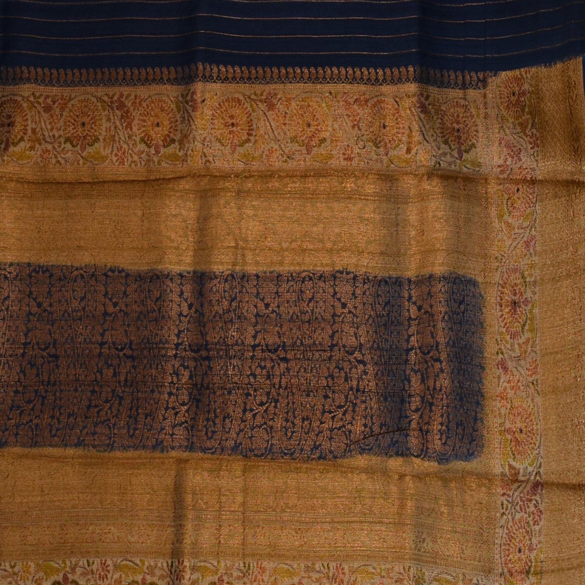 Benarasi georgette green saree with thread & jari work boarder