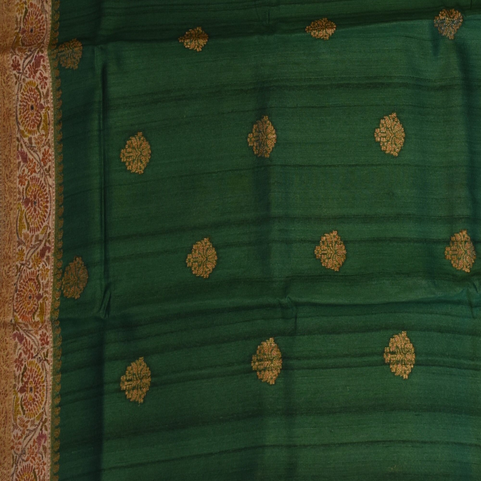 Benarasi georgette green saree with thread & jari work boarder