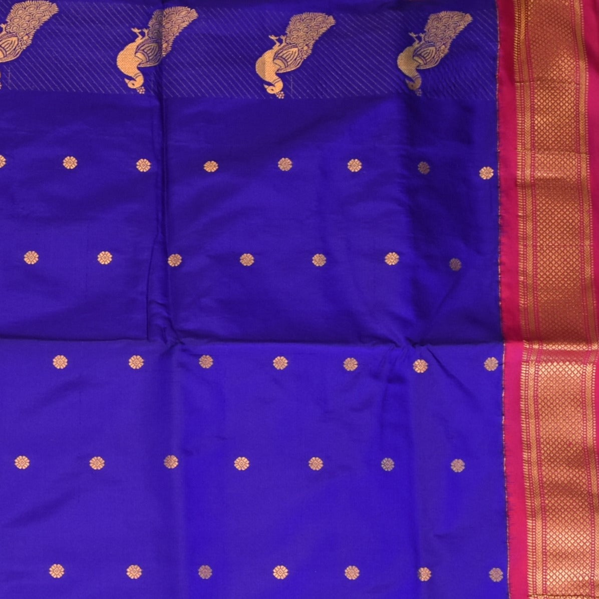 Gadwal paithani pure silk Royal Indigo Saree with Blouse