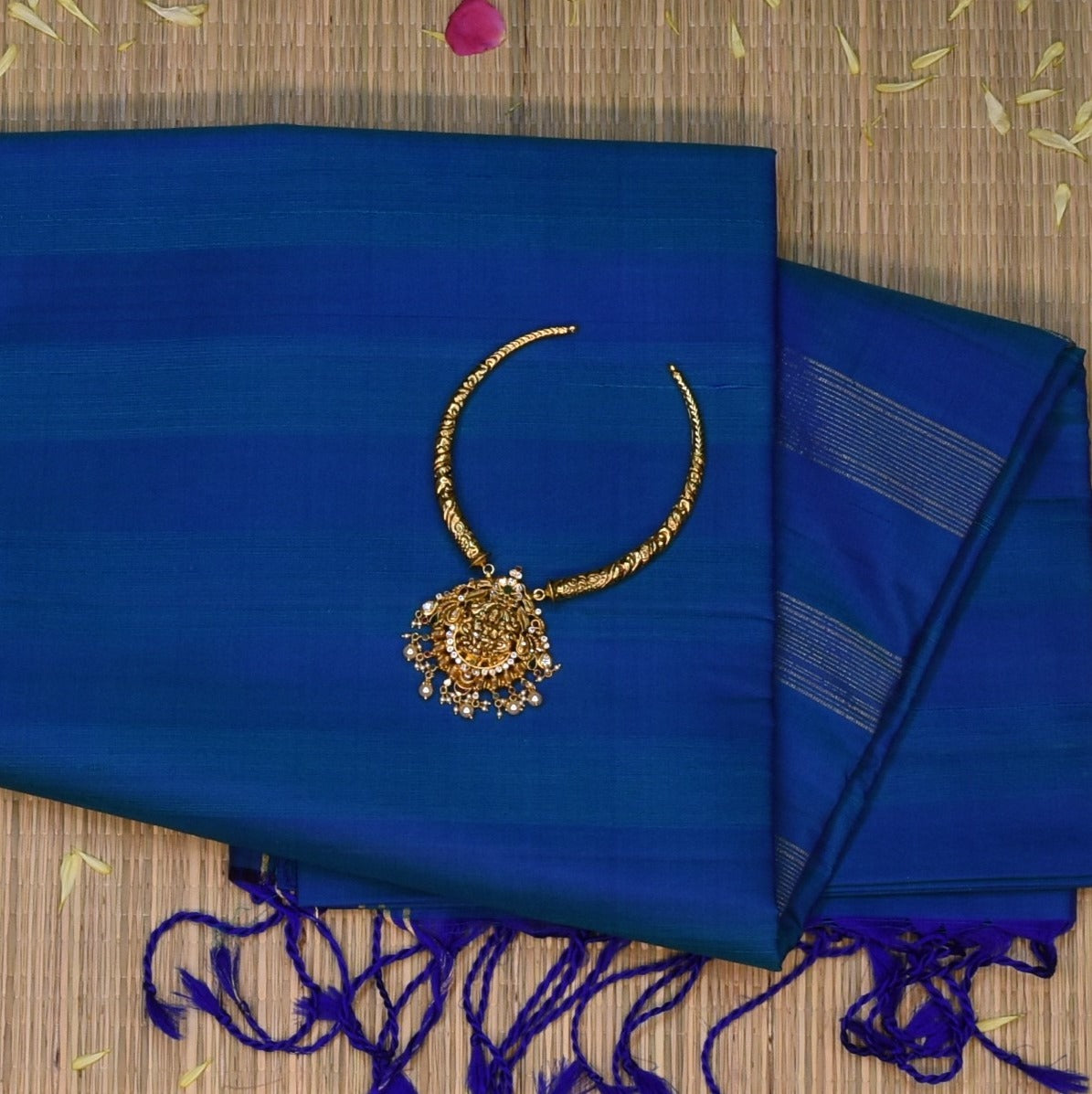 Pure silk Sapphire Blue Saree with Blouse