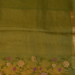 Tissue Olive Khaki Saree with Blouse