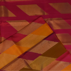 Kanchipuram Silk Crimson Red & Light Brown Saree with Blouse