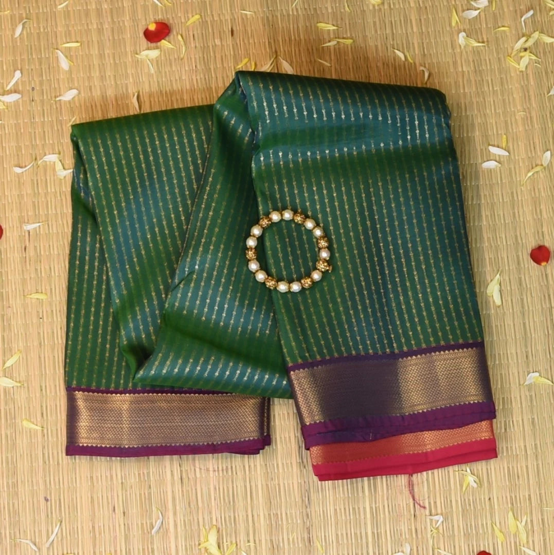Kanchivaram Deep Green Jari Boarder with Blouse