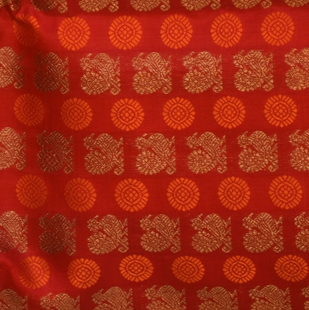 Kanchivaram Red Saree With Jari Boarder with Blouse