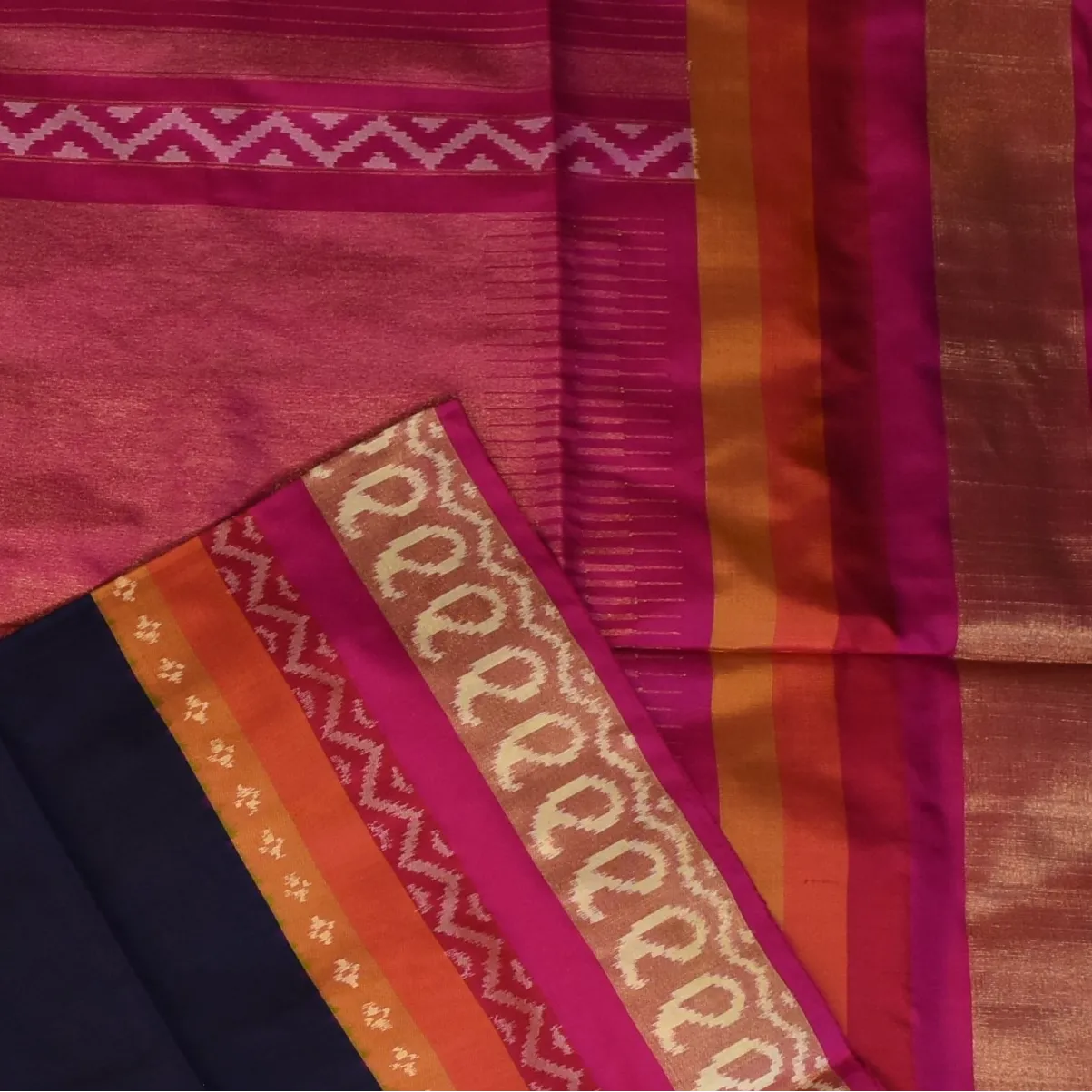 Pochampally ikkat Slate Blue Saree with Blouse