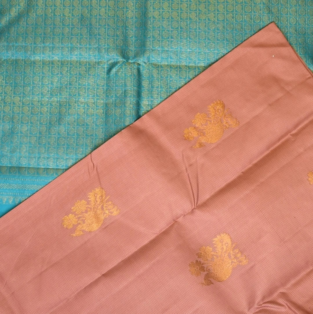 Kanchivaram Peach Saree with Blouse